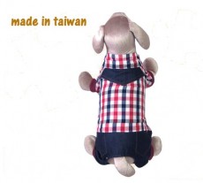 OH MY PET 獨家 Made in taiwan 2012 格仔恤衫連褲 中小型犬 純台灣製造(T34)