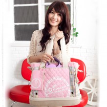 Daisuki 帆布肩背豌豆型硬底寵物袋 CS01 三色 粉紅色現貨 